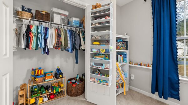Best over the door organizer: a shelf unit hung on a closet door