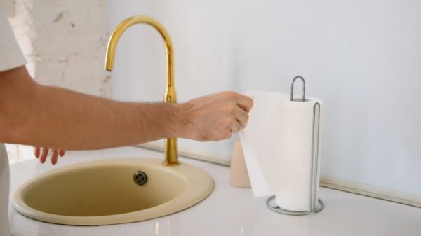 Best paper towel holder: a roll of paper towels in a home kitchen