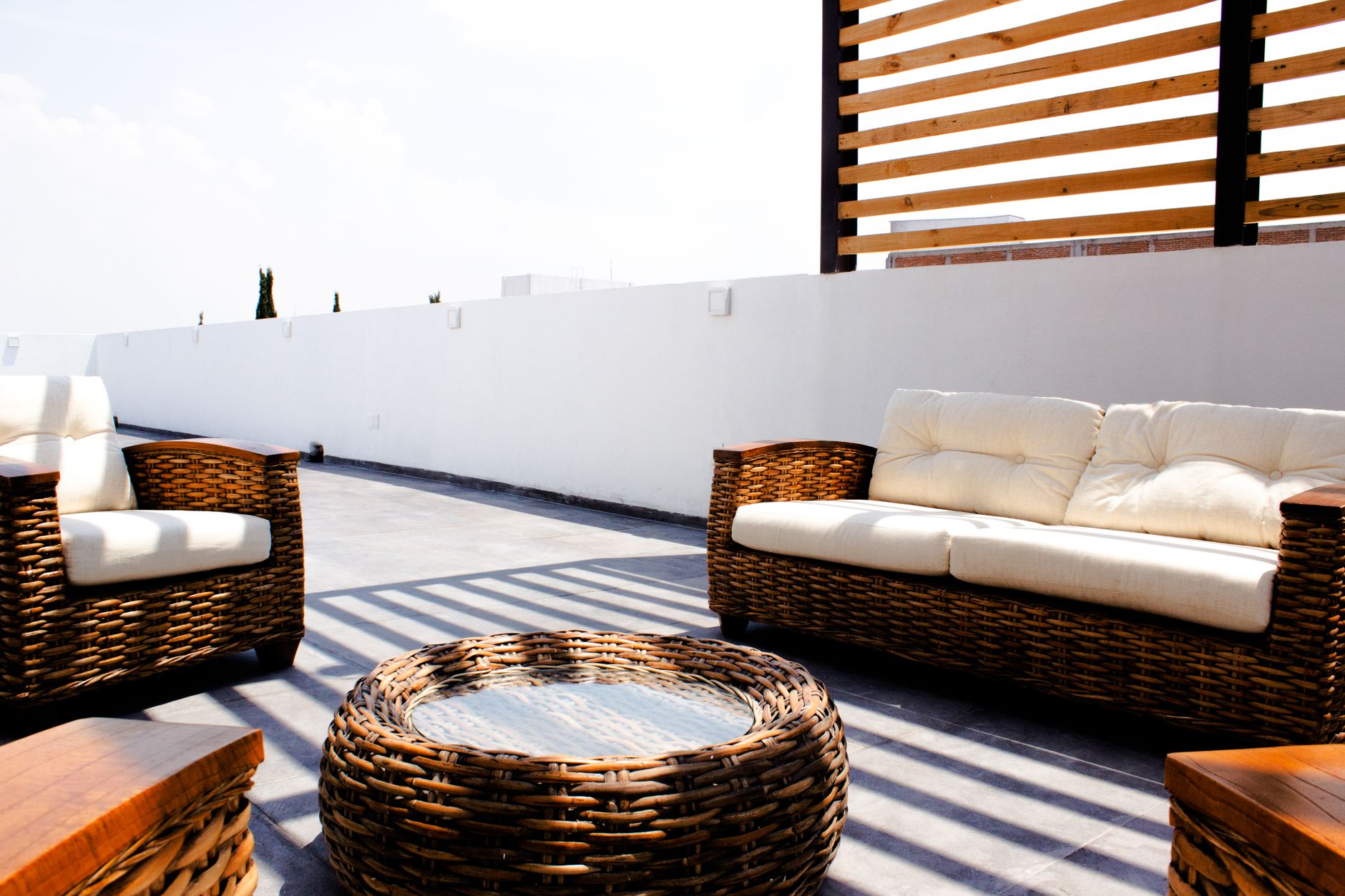 An outdoor sofa on a patio