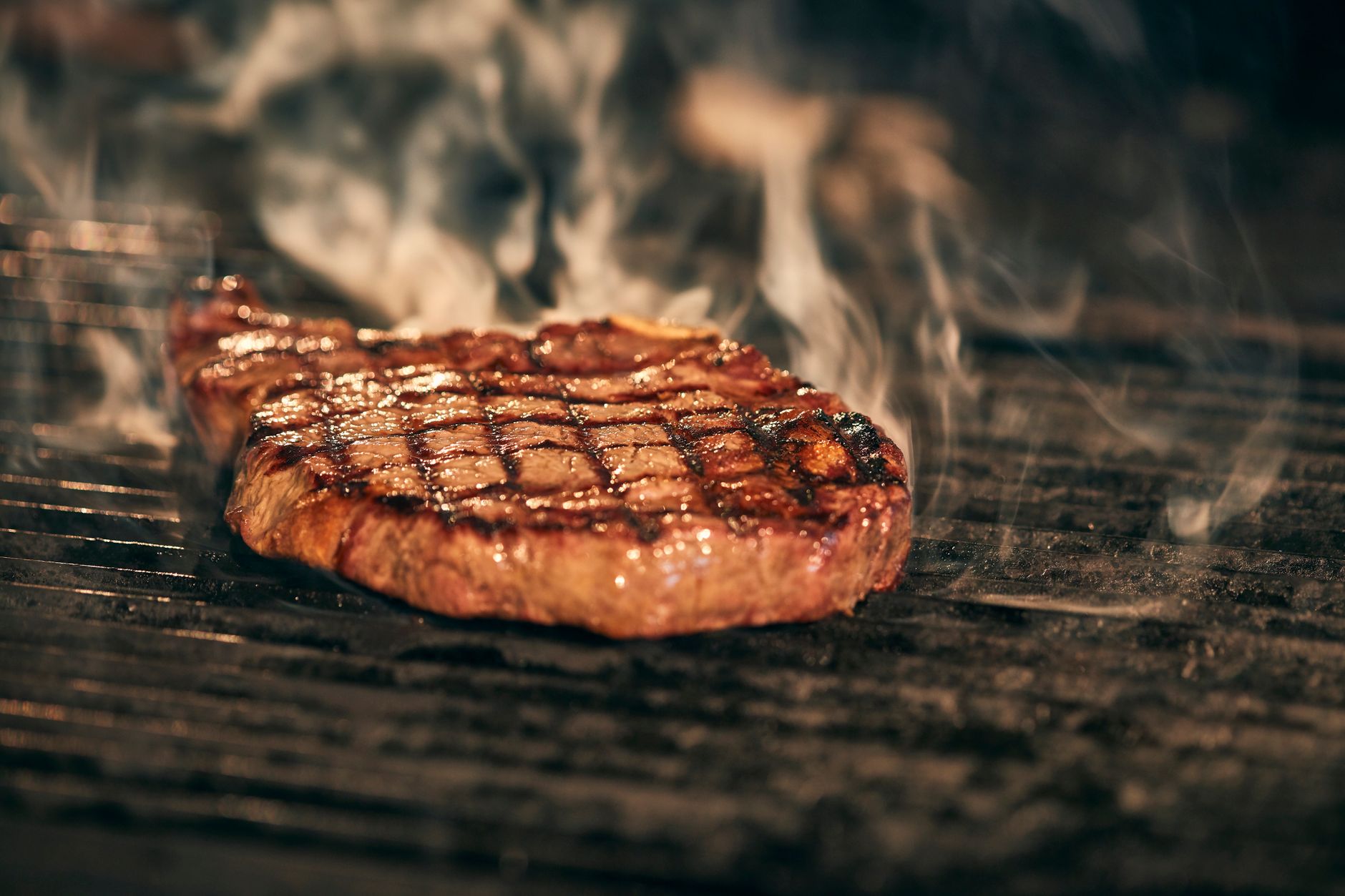 A steak with sear marks from a grill