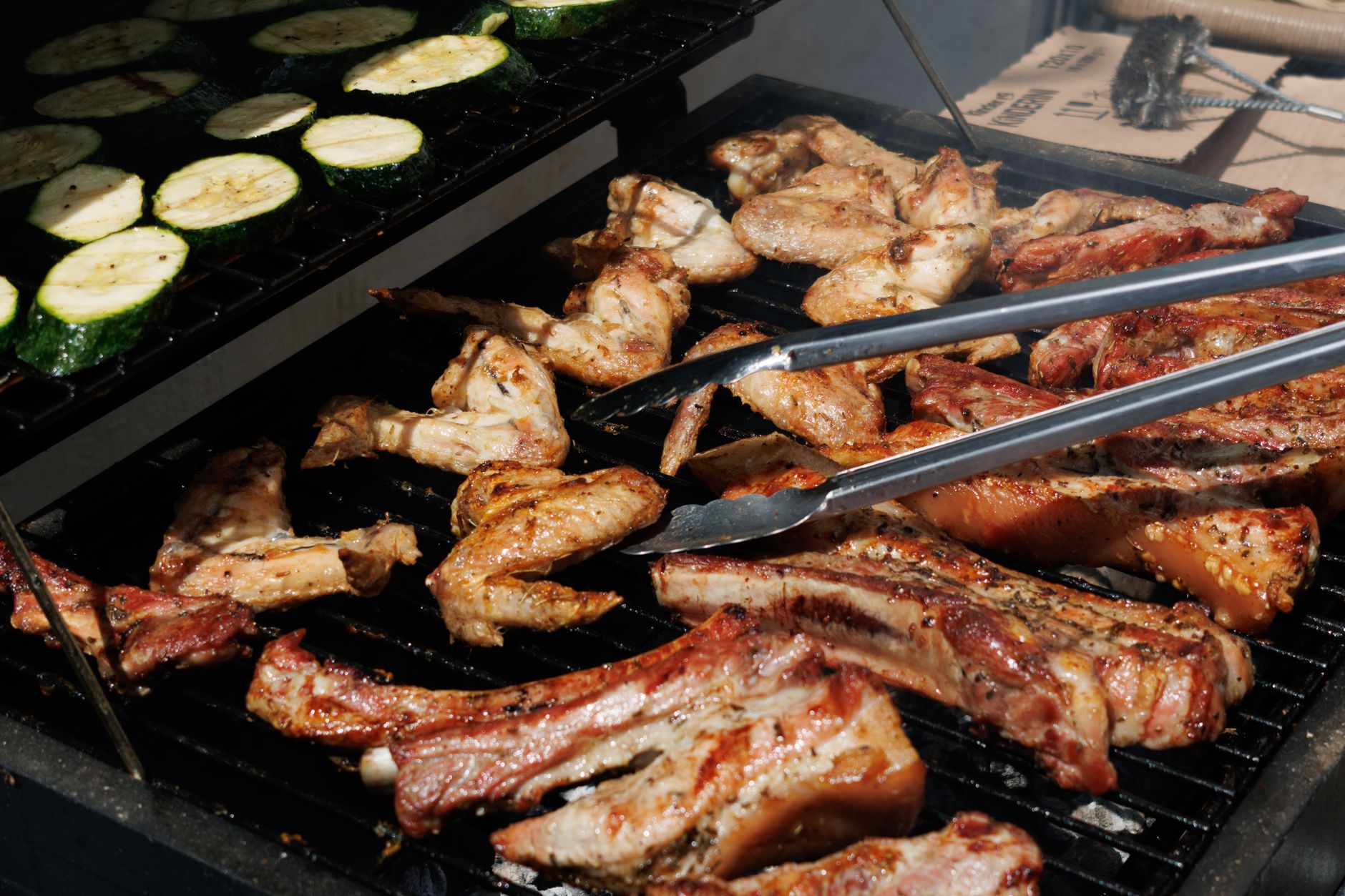 Ribs cooking on a barbecue grill