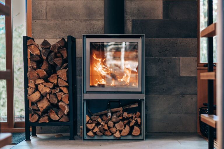 Best pellet stove: a modern stove with firewood storage
