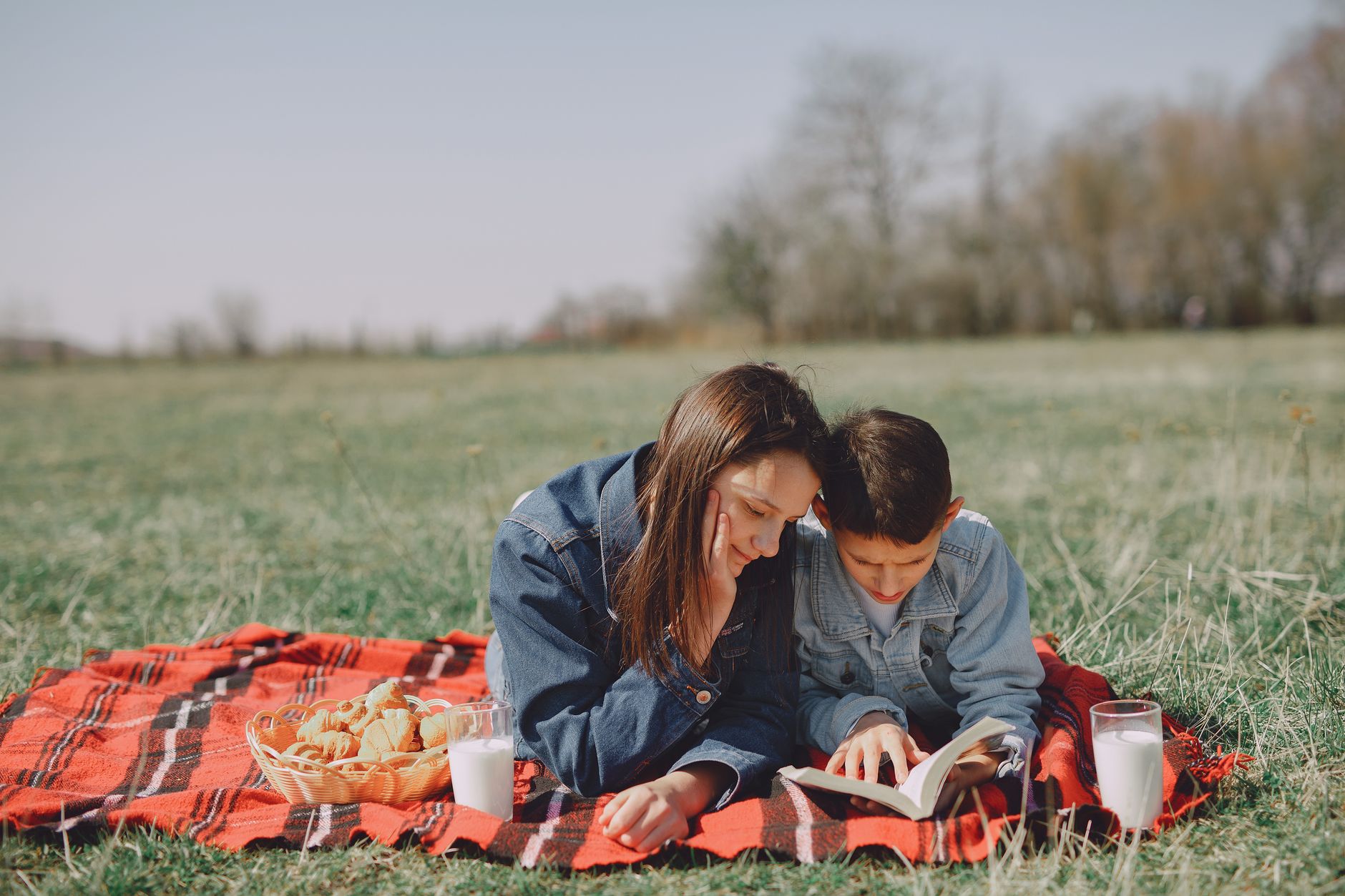 A family sharing a picnic on the grass