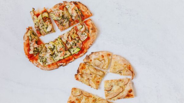 Best pizza cutter: a homemade pizza cut into slices