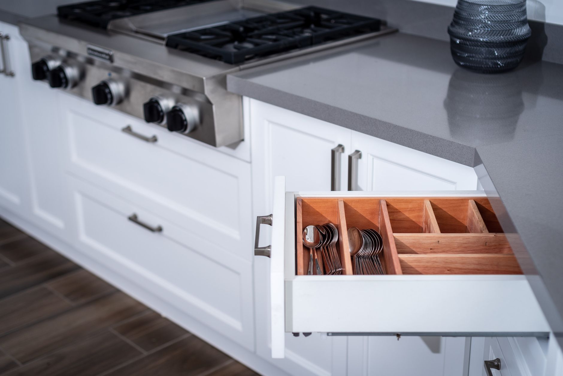 Kitchen utensils stored in a drawer