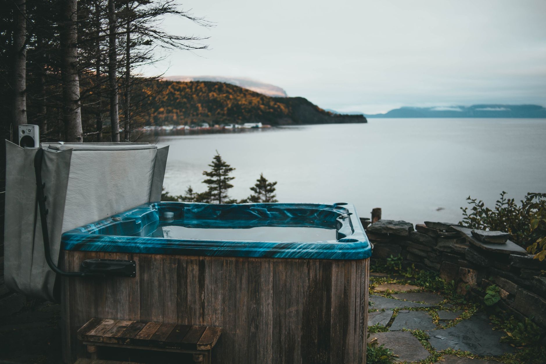 An outdoor hot tub