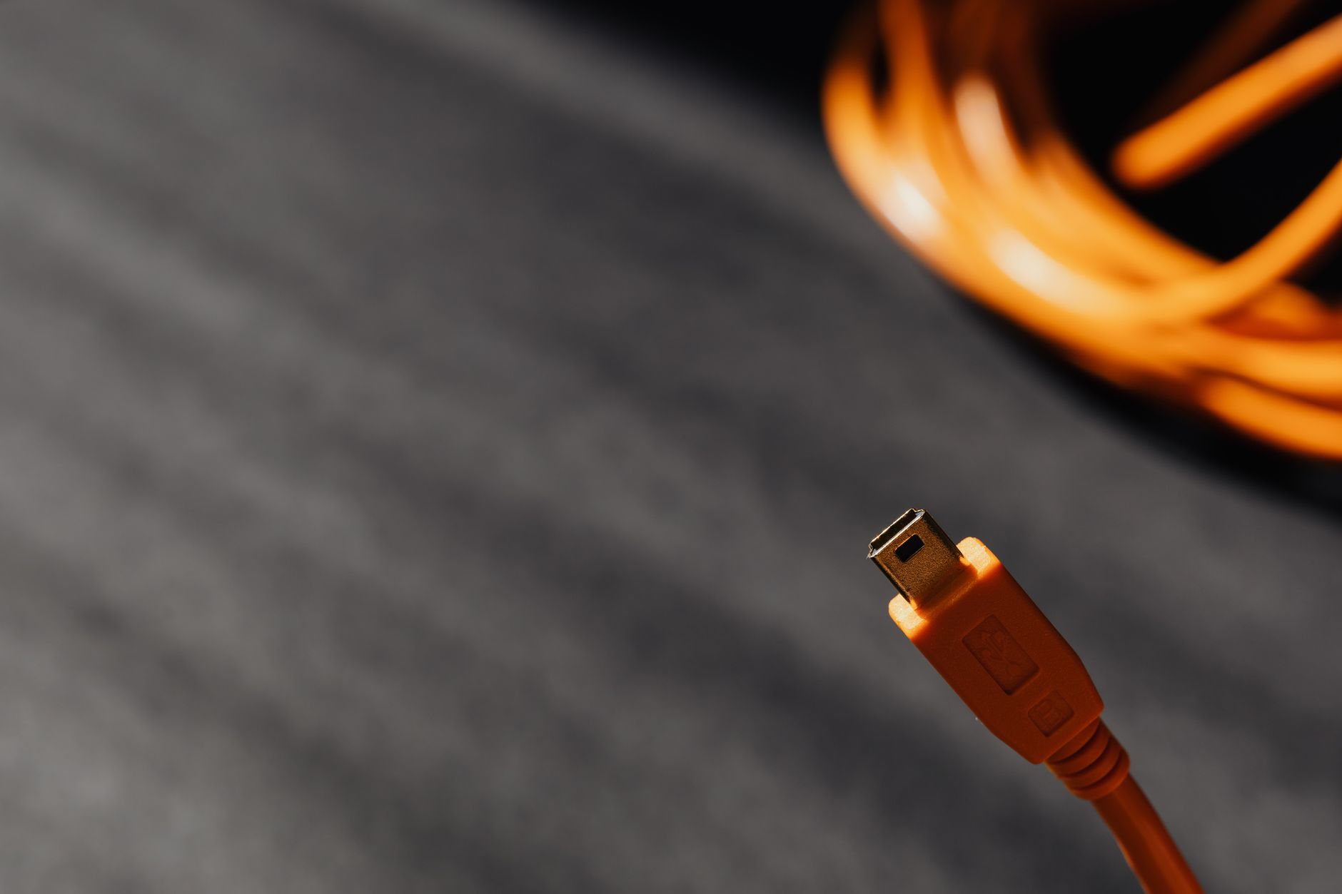 A charging cable on a table
