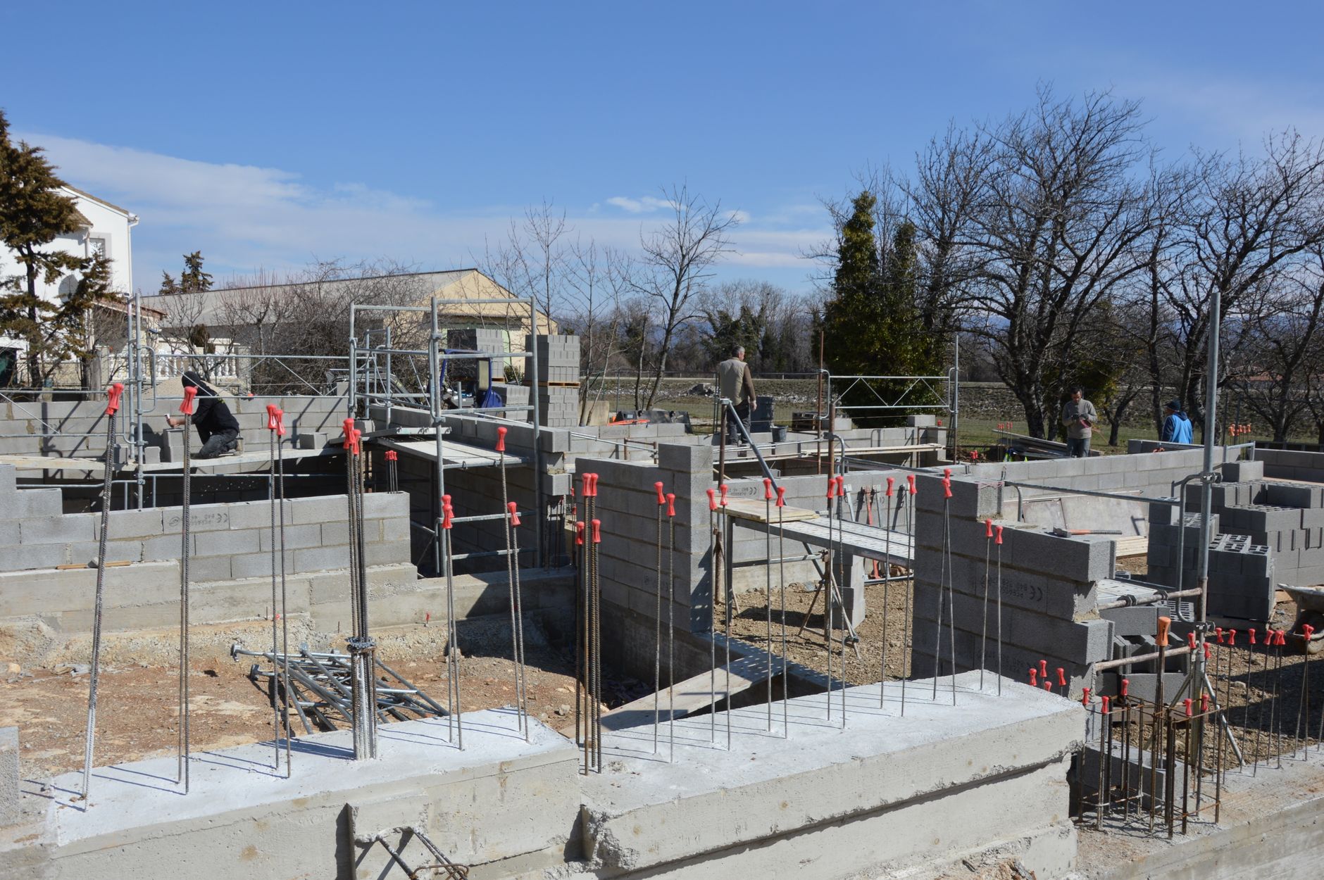 A house foundation under construction