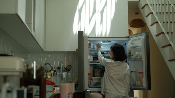 Best refrigerator thermometer: a woman looking into a refrigerator