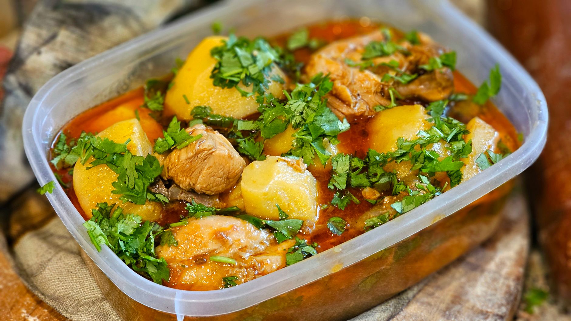 Leftovers in a storage container