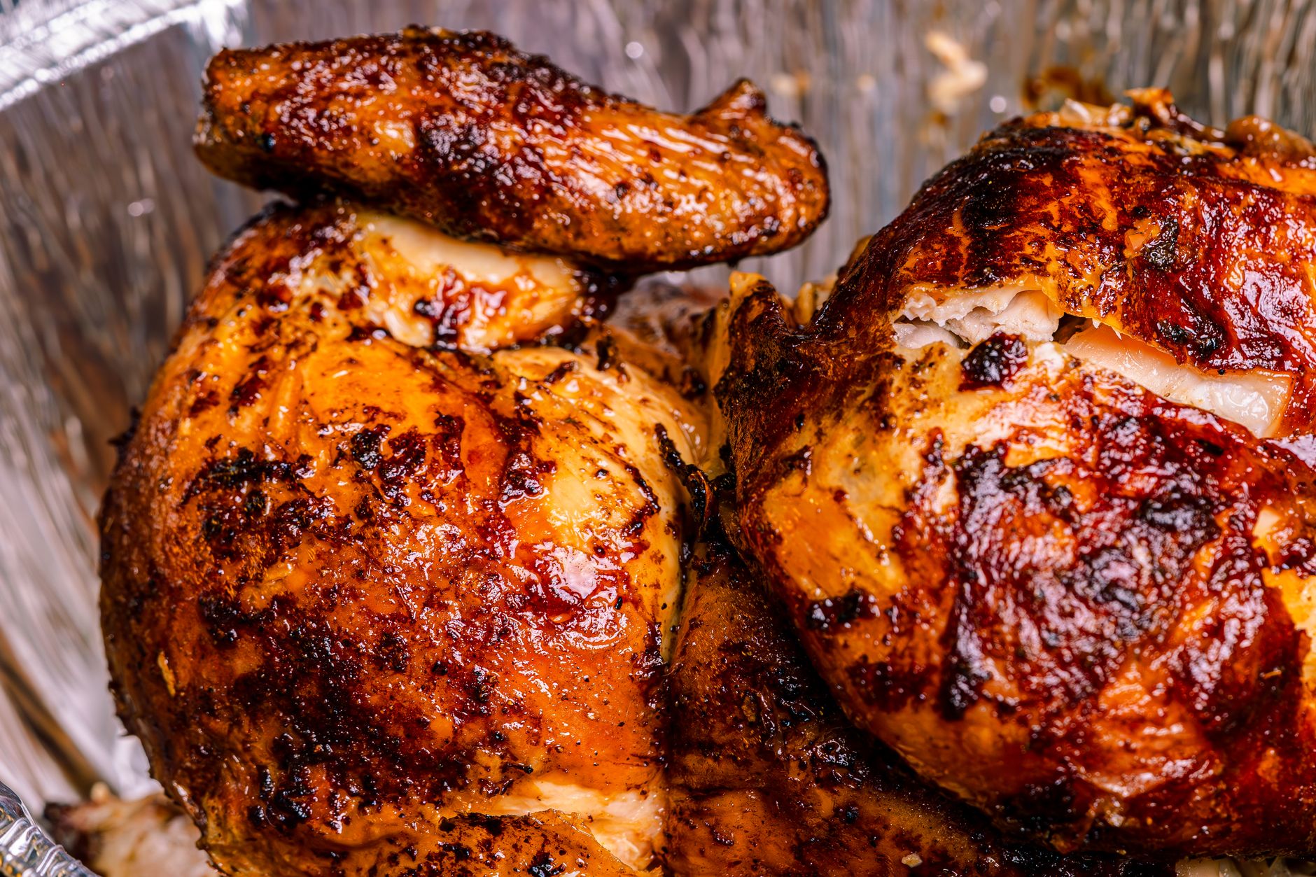 Two roasted chickens