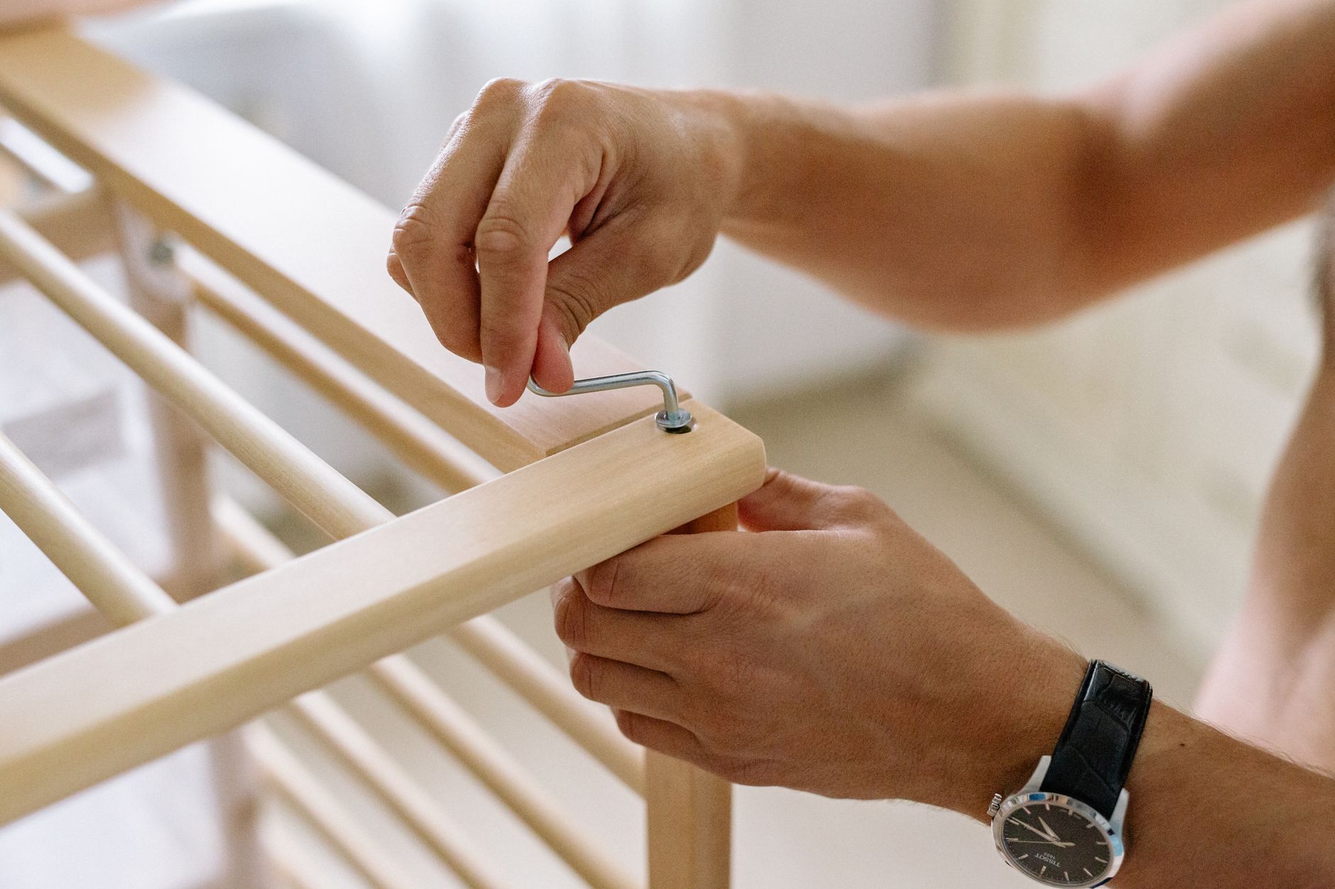 Assembling furniture at home with hand tools