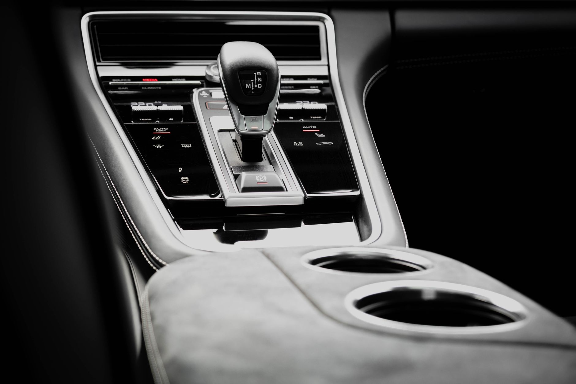 The center console between two front car seats