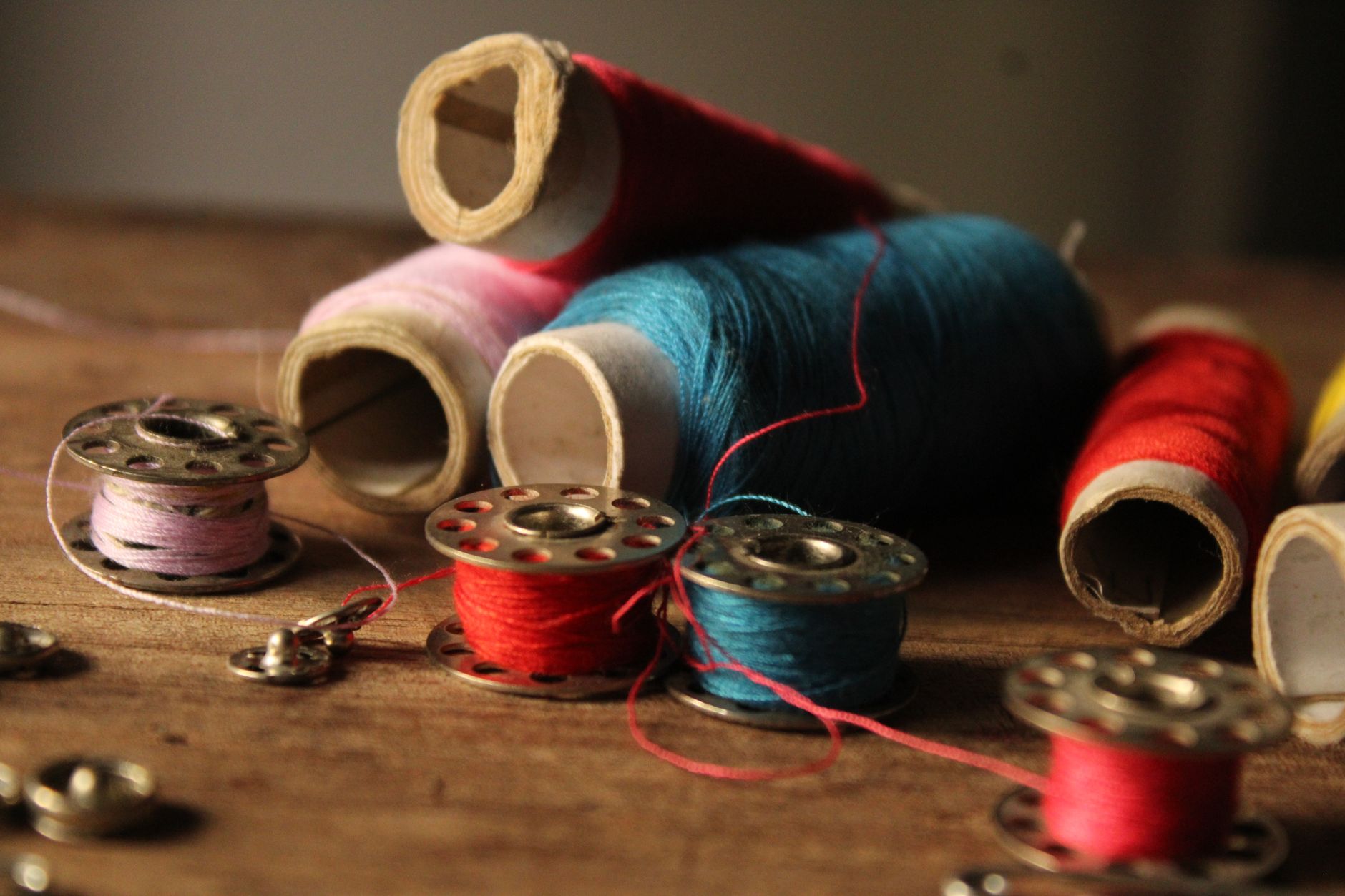 Spools of colored thread