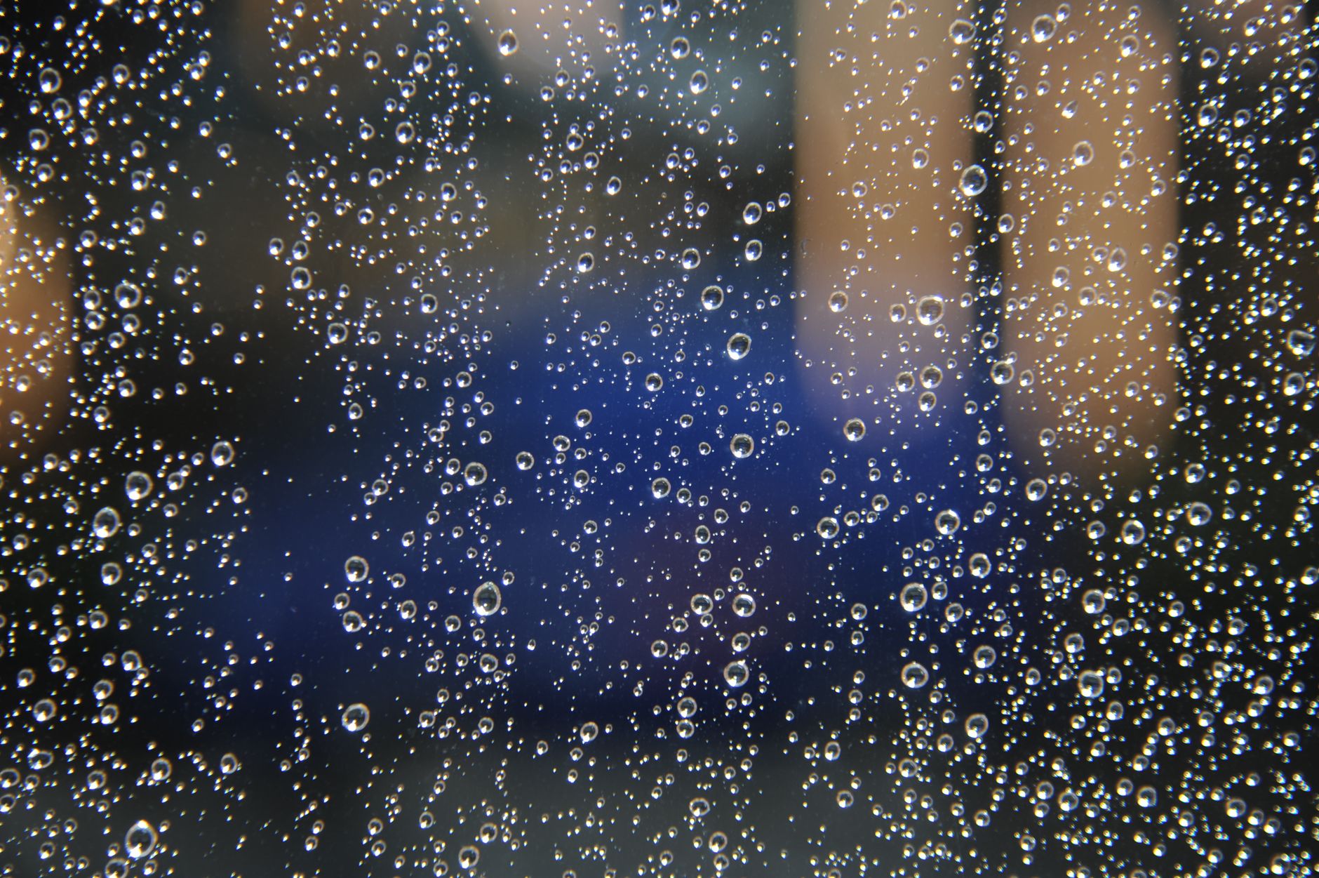 Water droplets on a glass surface