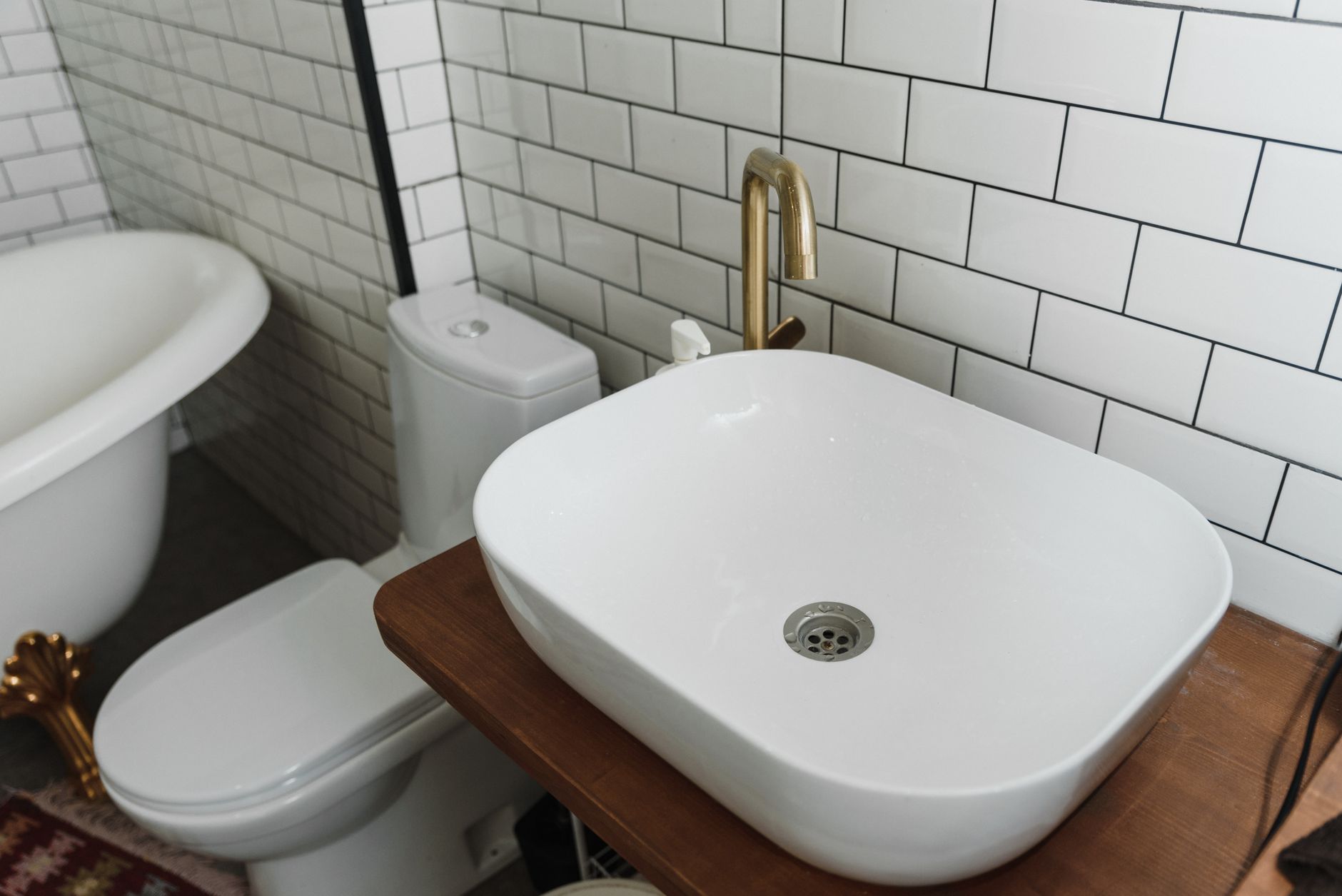 Clean white tiles in a bathroom