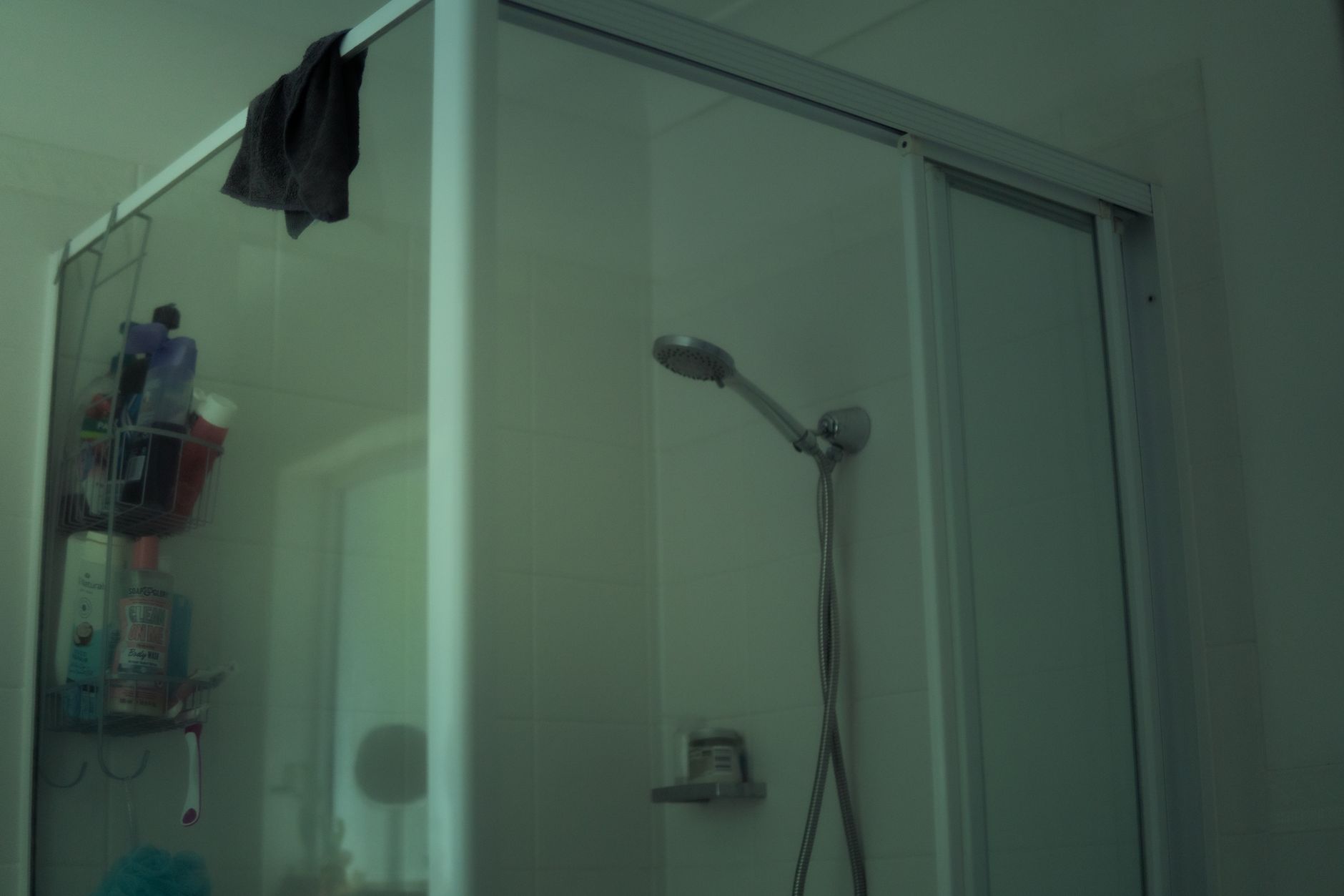 Water spraying from a shower head