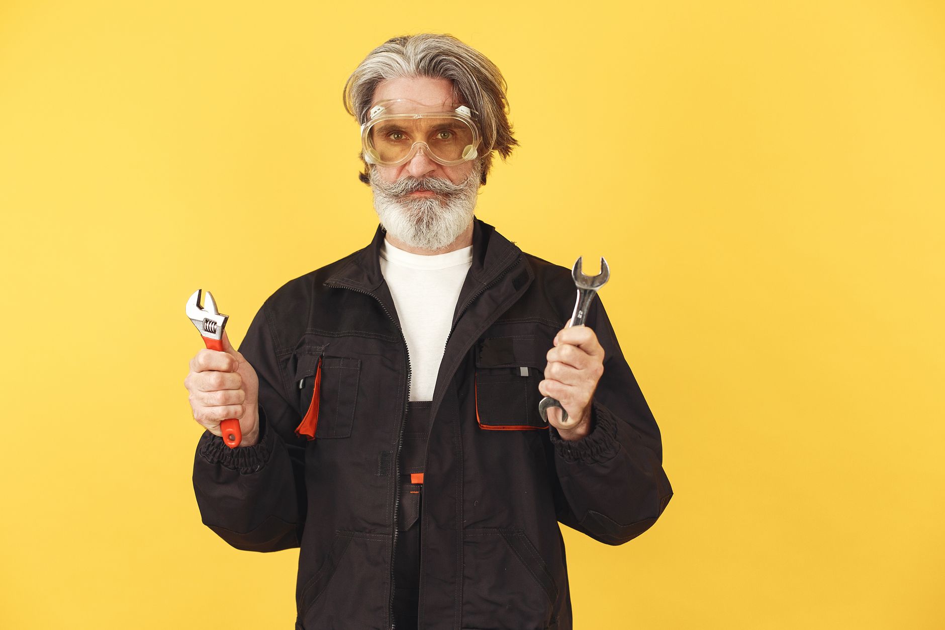 A wrench ready for a small plumbing job