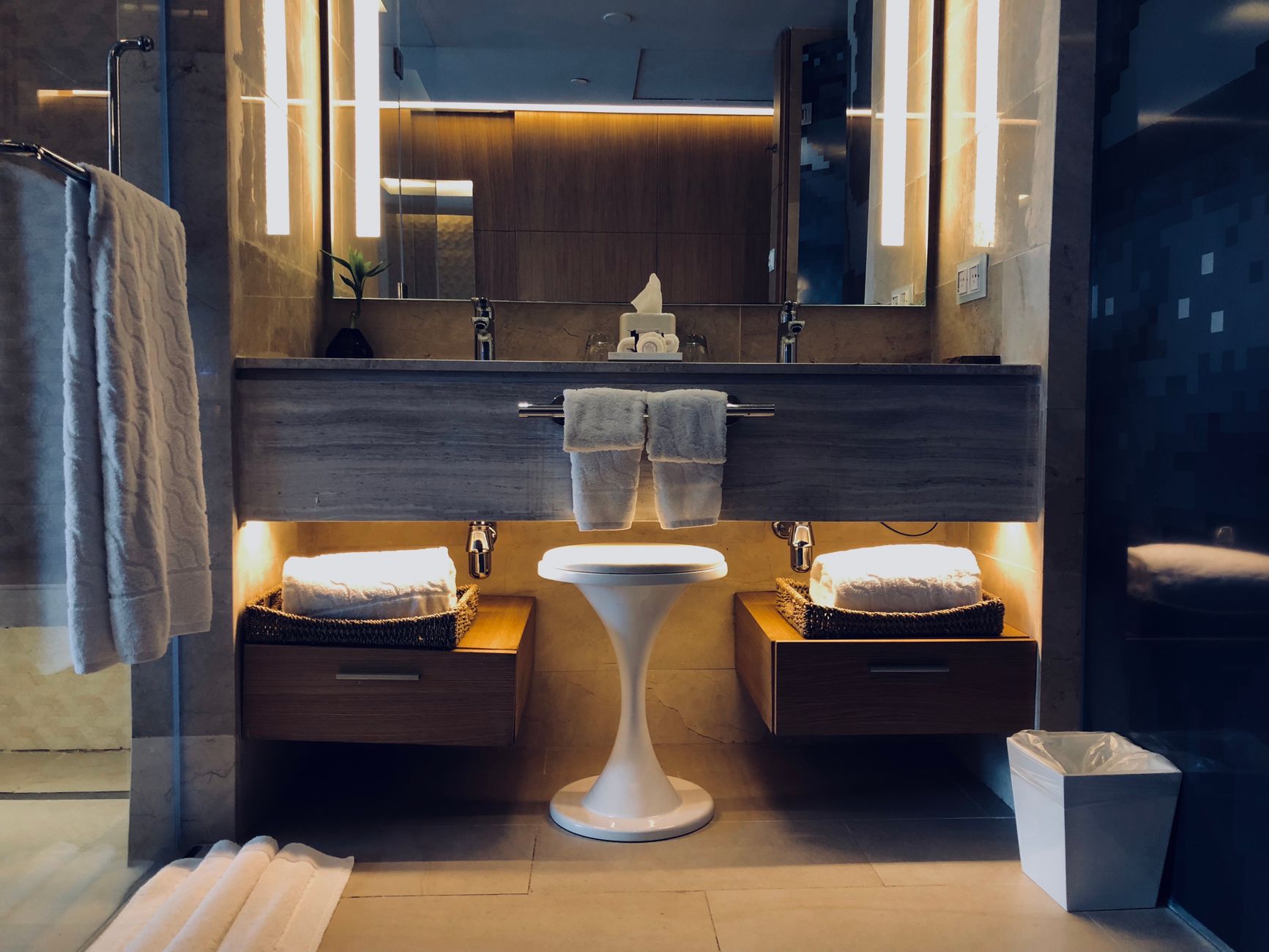 Folded towels in a bathroom