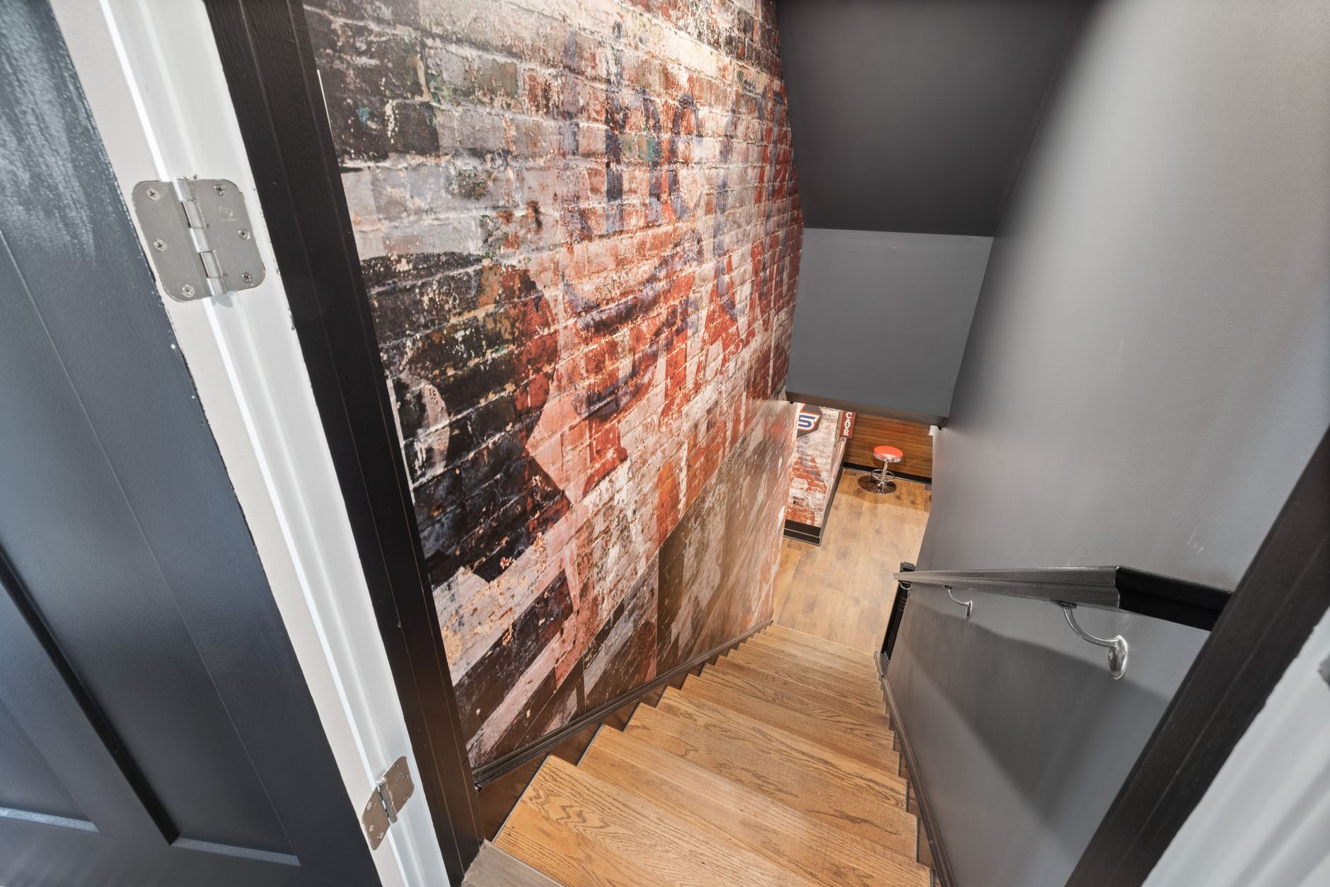 Stairs leading down to a basement