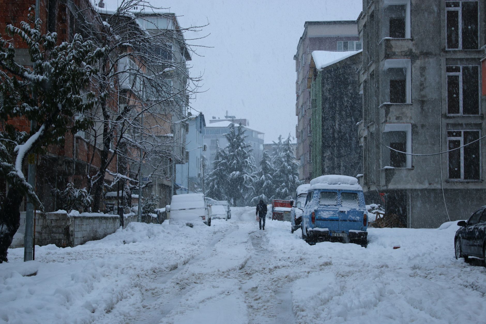 A city street after heavy snowfall