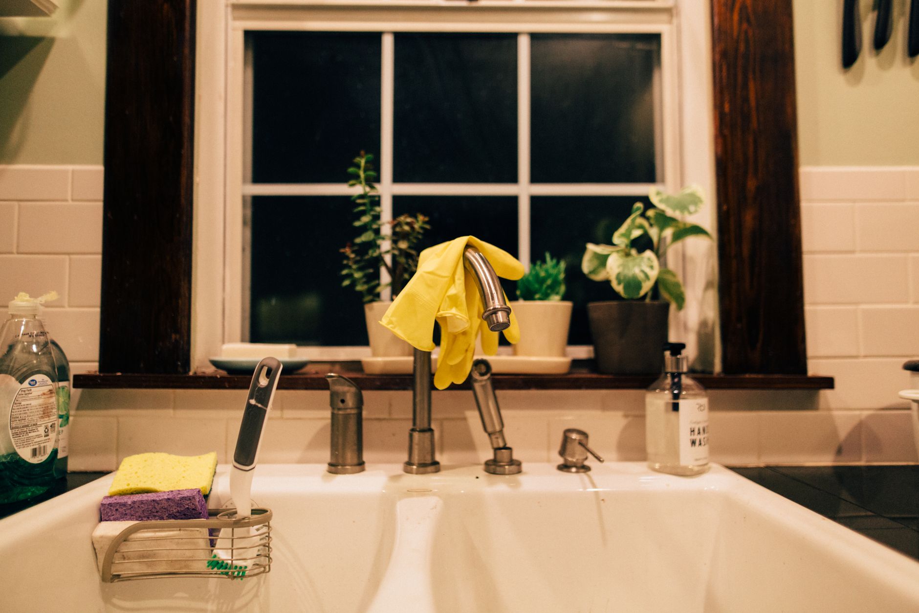 A clean stainless steel kitchen sink