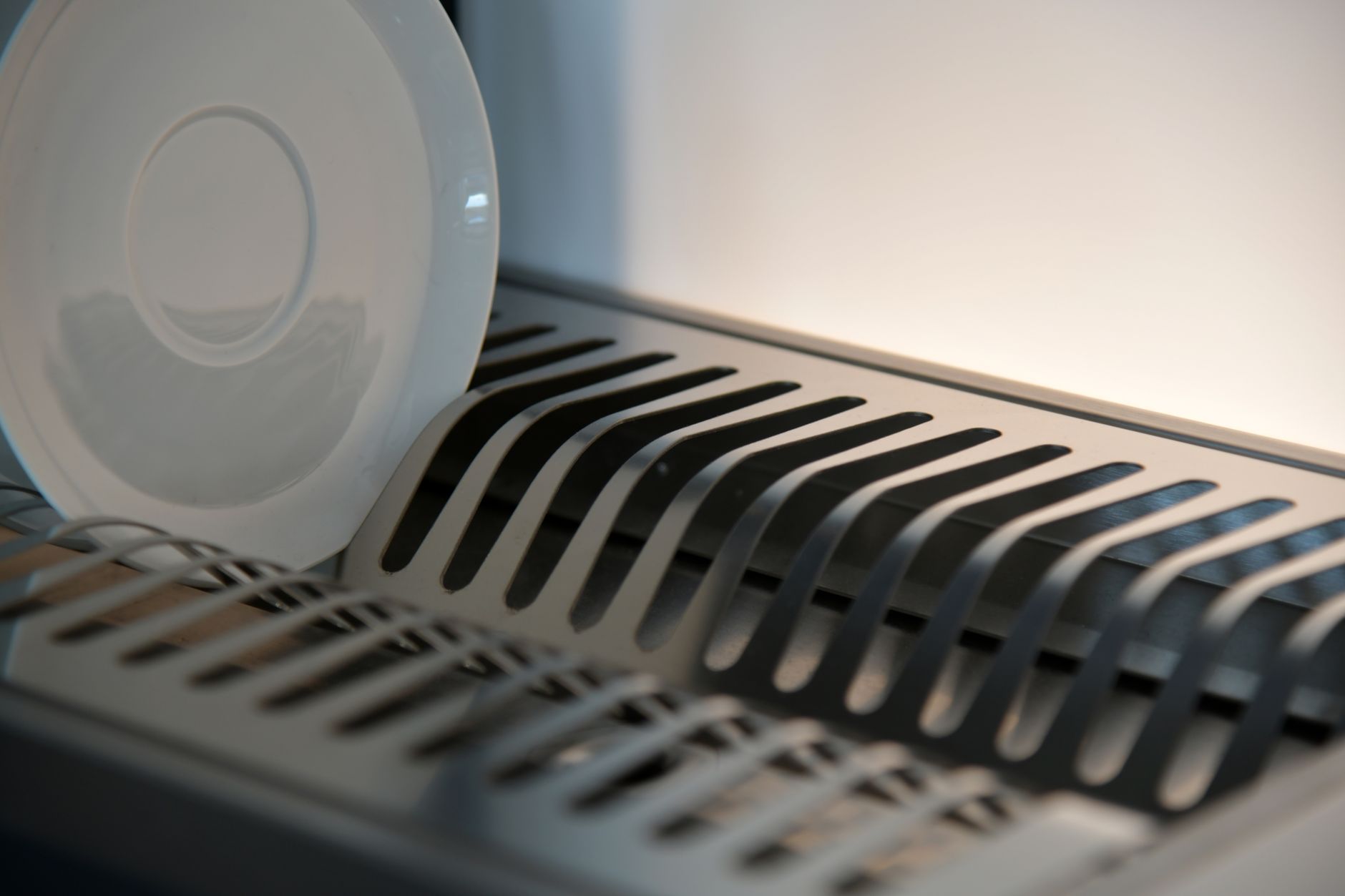 Dishes drying in a kitchen
