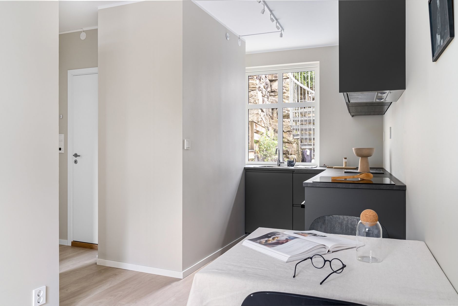 A compact apartment living space