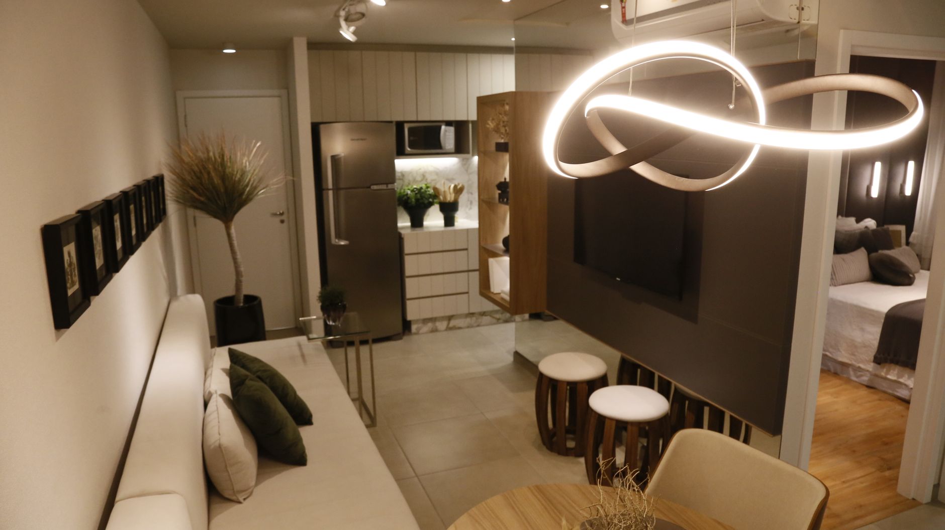 A small, tidy apartment living room