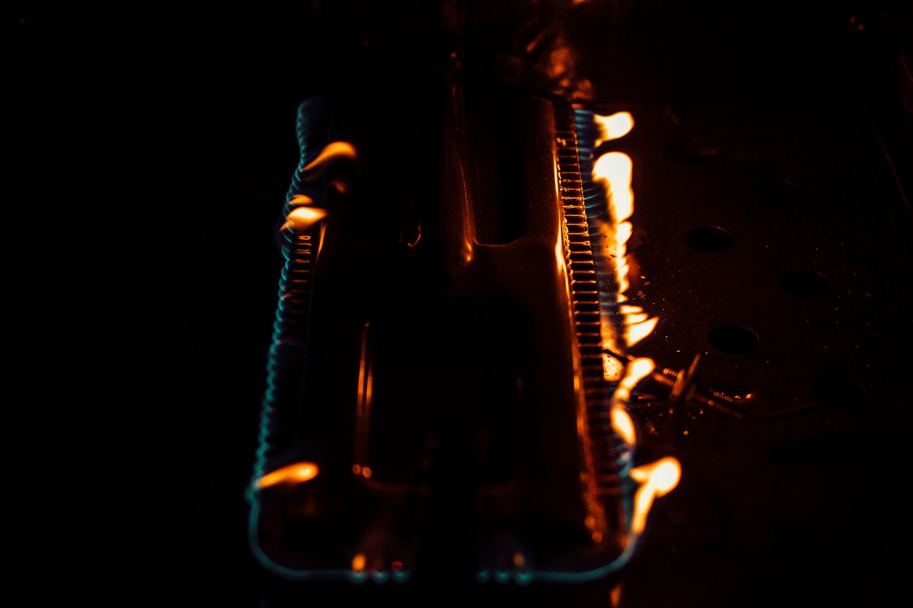 Flames glowing in the dark