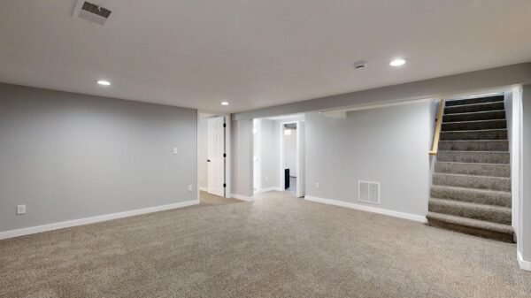 Best sump pump: a finished basement with stairs