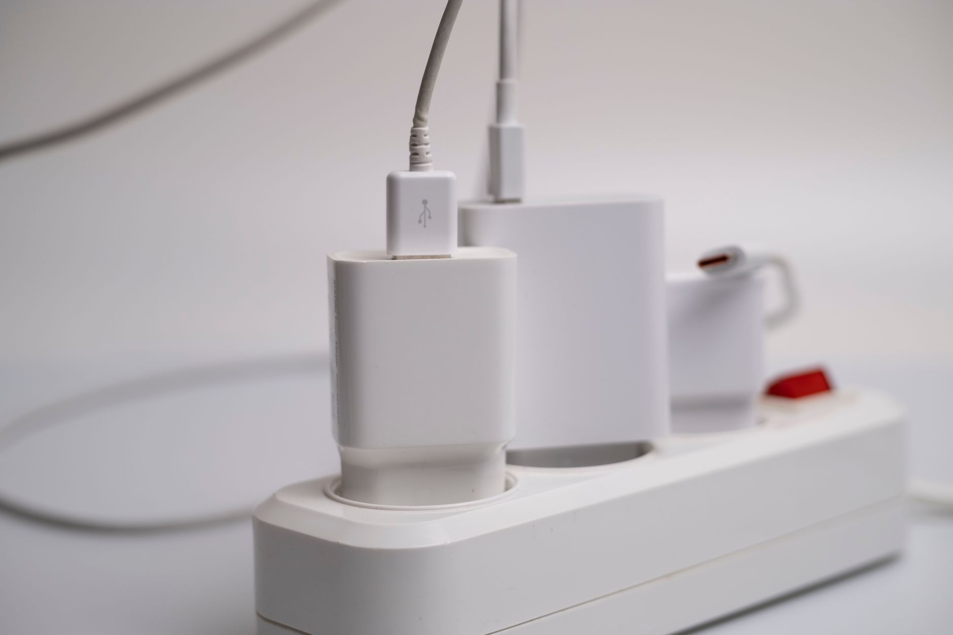 Best surge protector: chargers plugged into a power strip