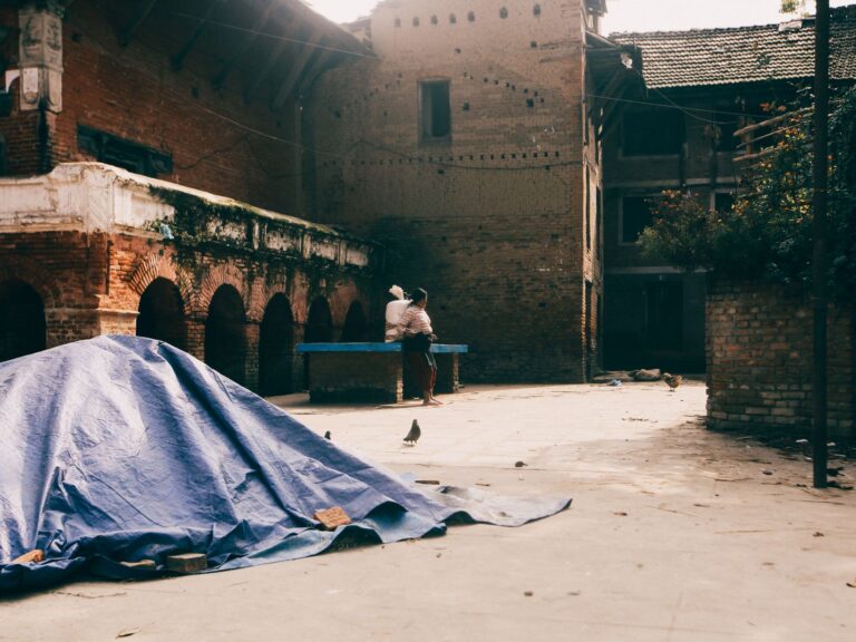 Best tarp: a blue tarp stretched over part of a house roof