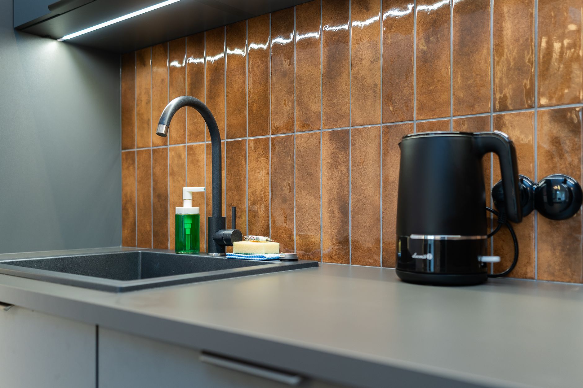 An electric kettle on a kitchen counter