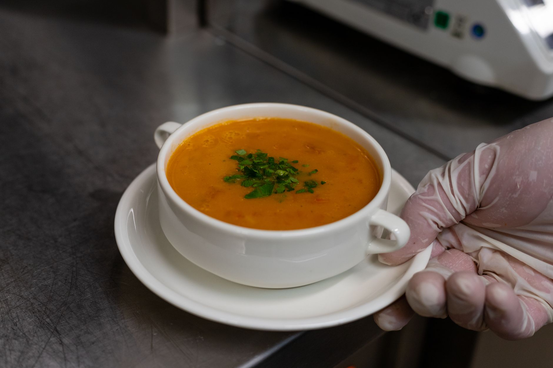 A bowl of hot soup