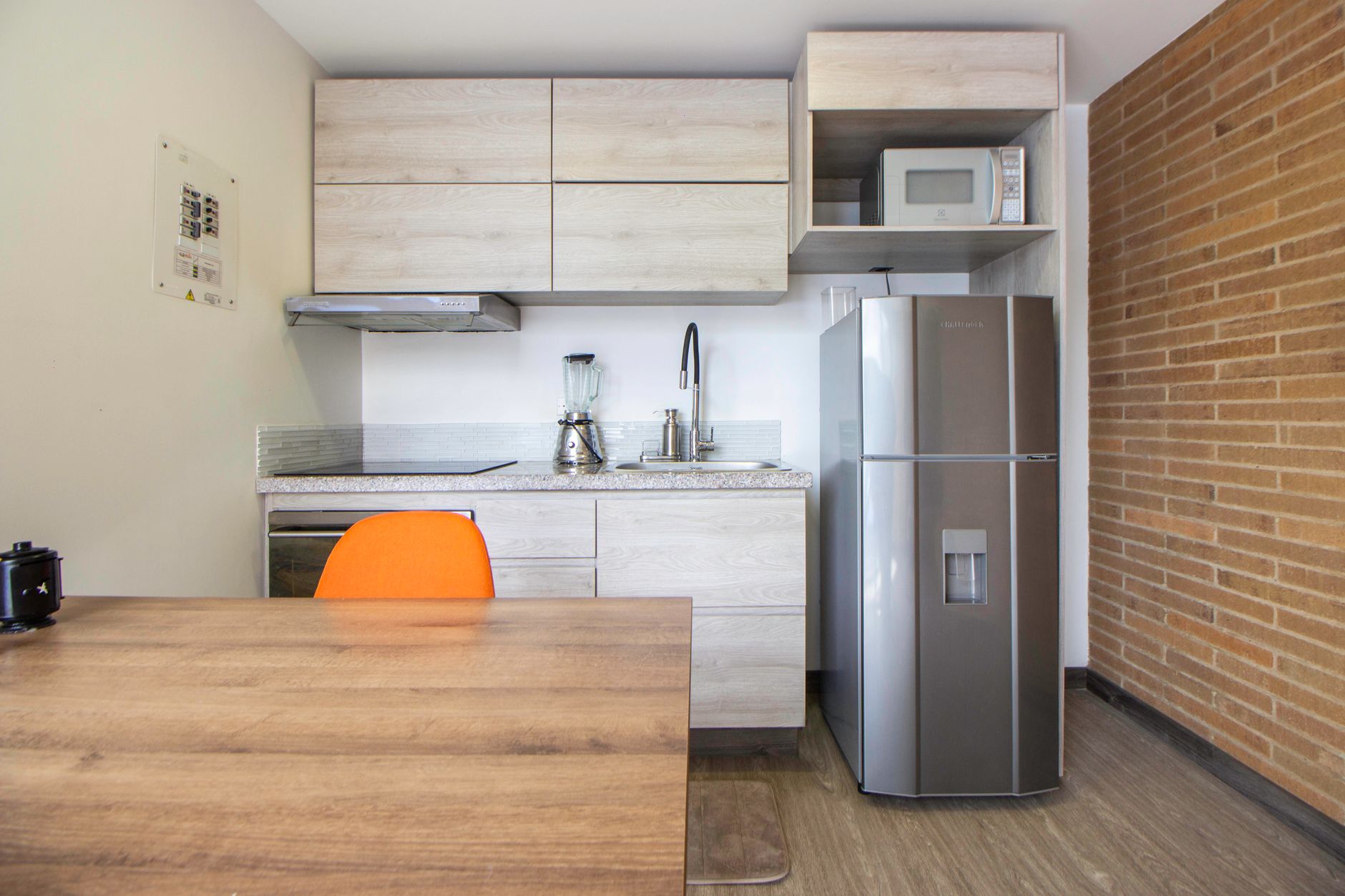 A compact kitchen with limited floor space
