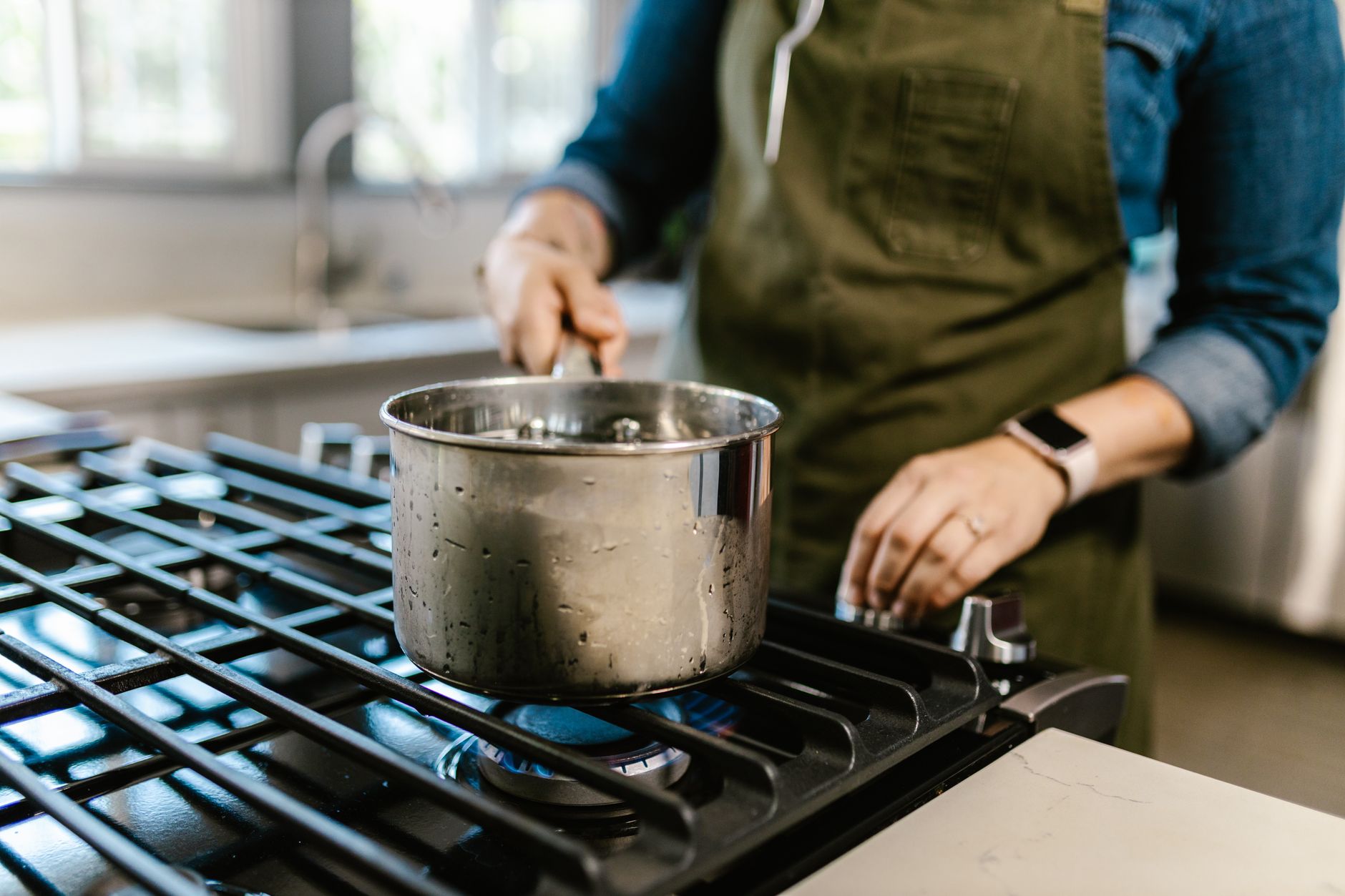 Pots cooking on a home stovetop