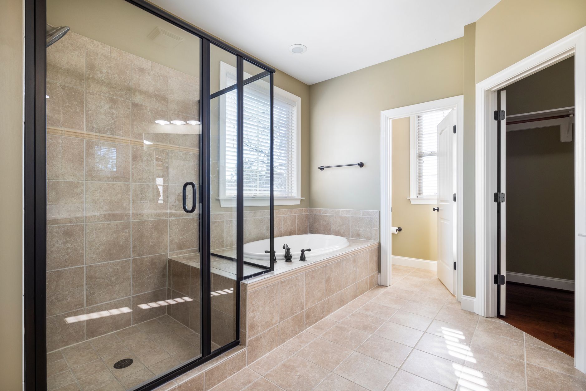 A tiled bathroom floor