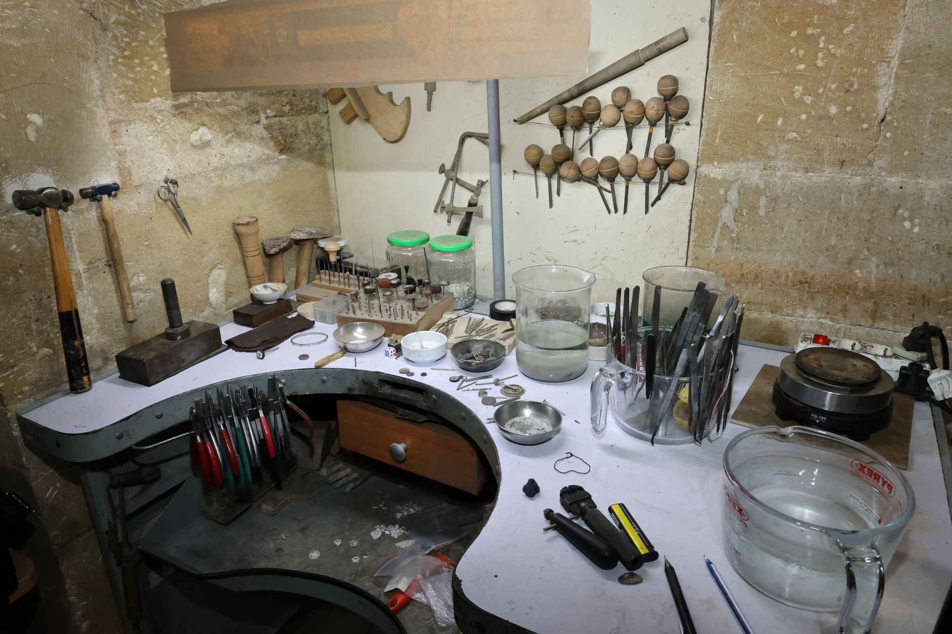 Best tool bag: hand tools laid out on a workbench