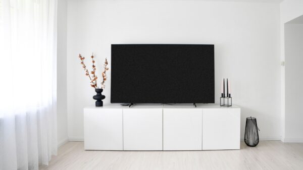 Best tv stand: a media console in a living room