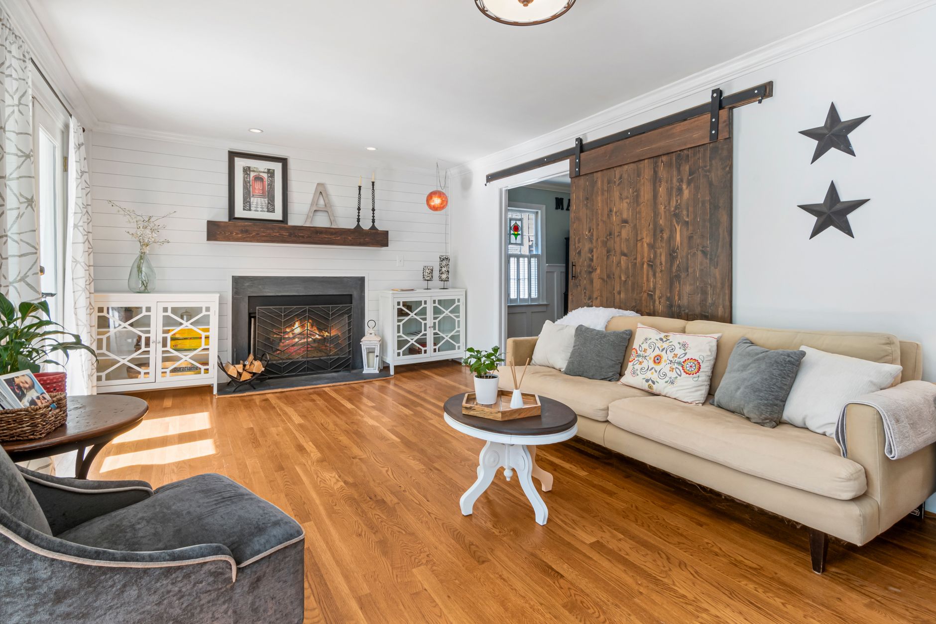 A farmhouse-style living room