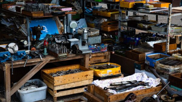 Best utility cart: shelves of tools and parts in a workshop