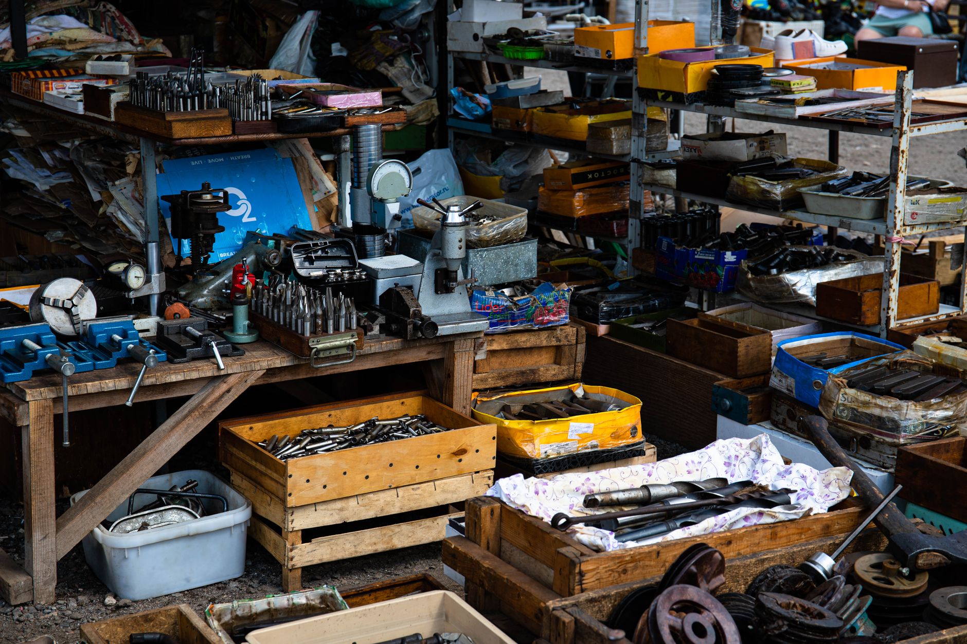 Best utility cart: shelves of tools and parts in a workshop