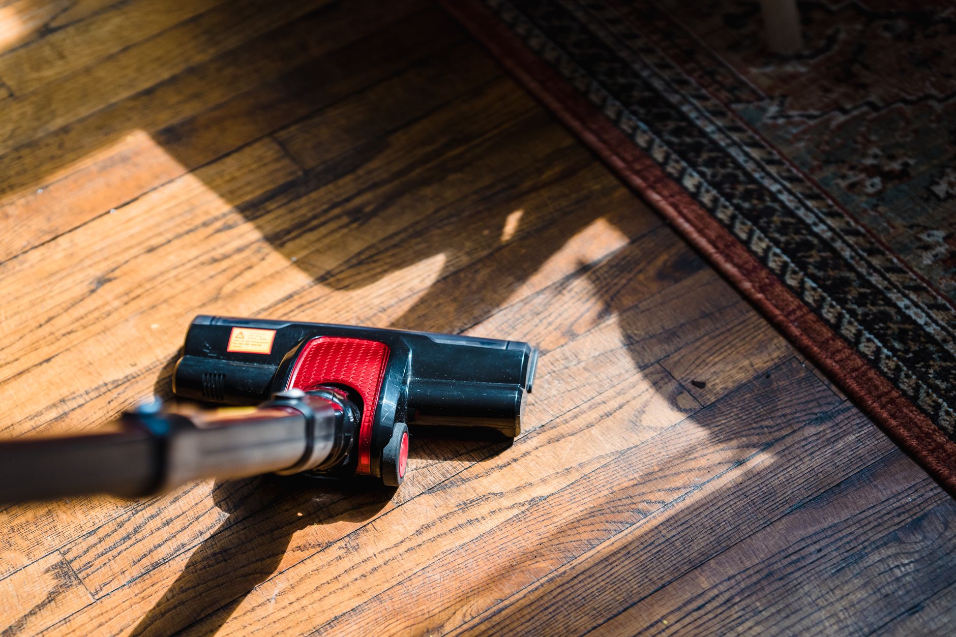 Vacuum cleaner on a hardwood floor