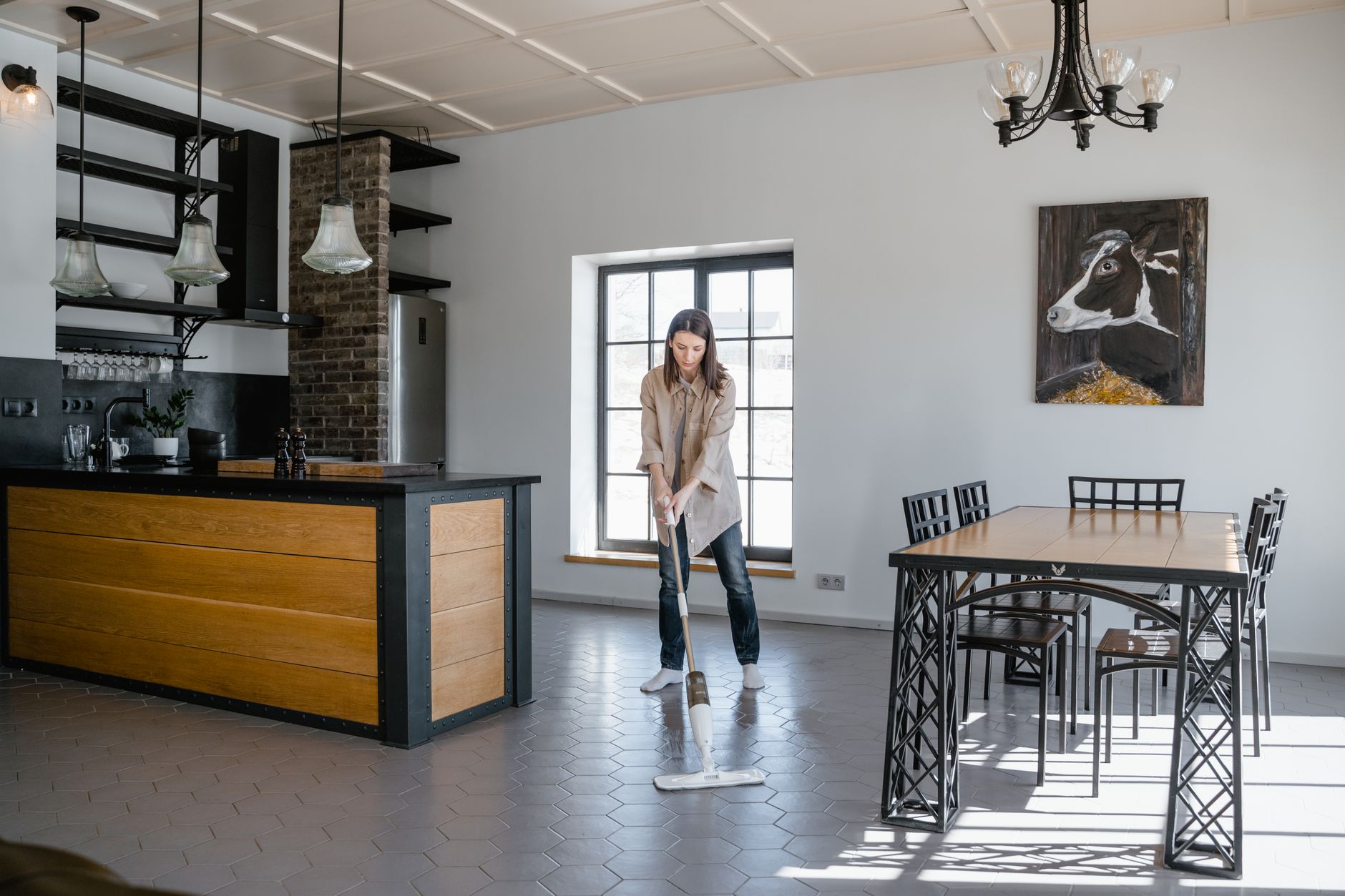 Cleaning a kitchen floor