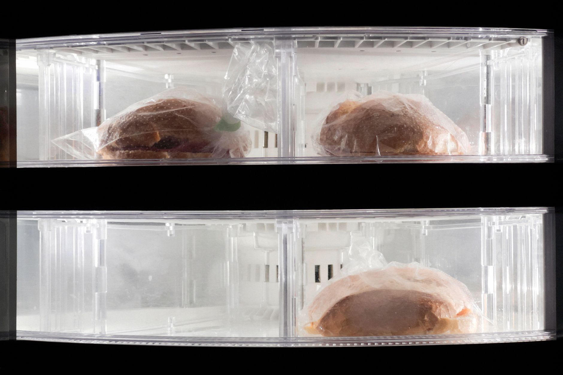 Meat stored in clear containers