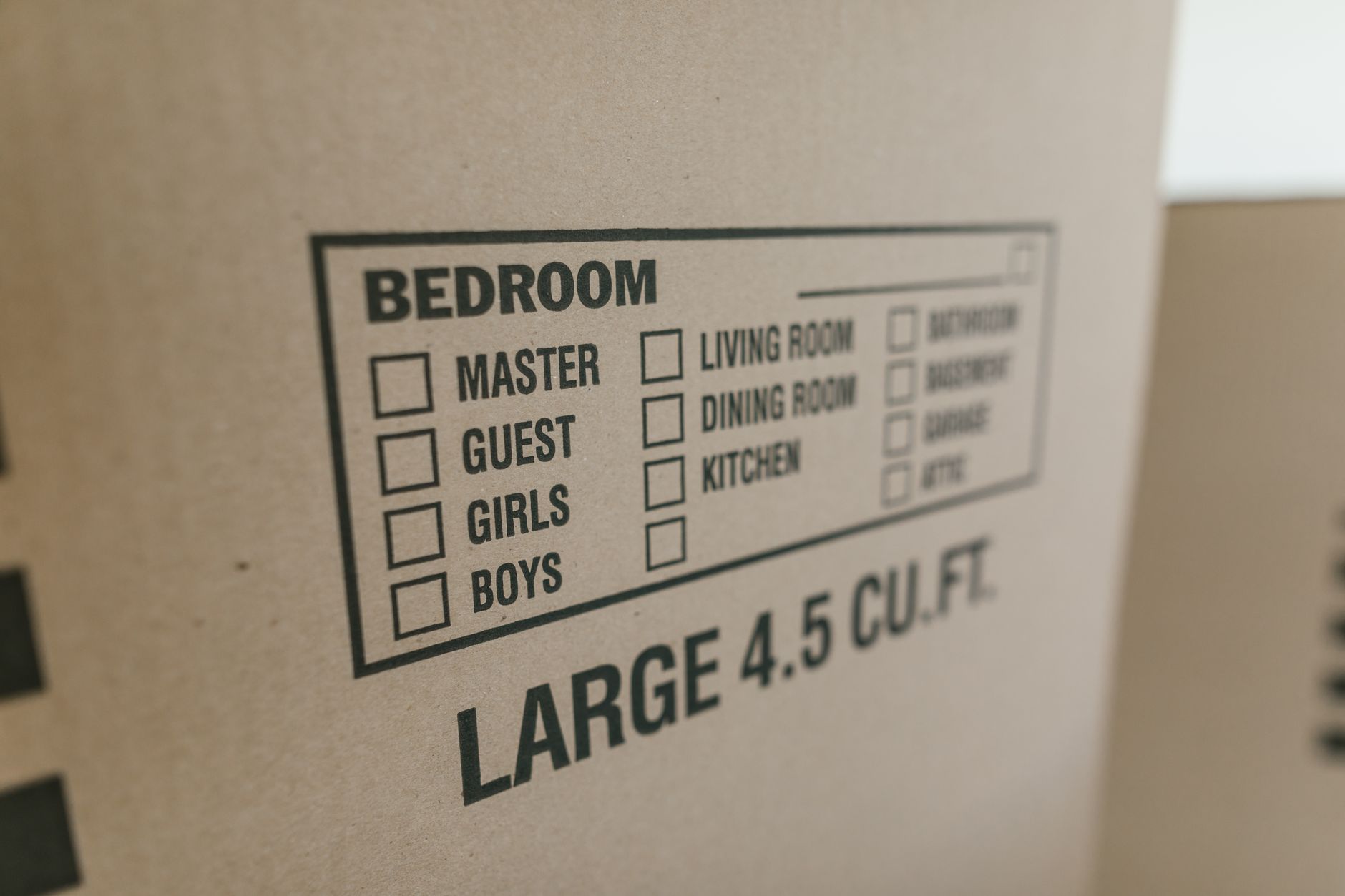 A labeled moving box