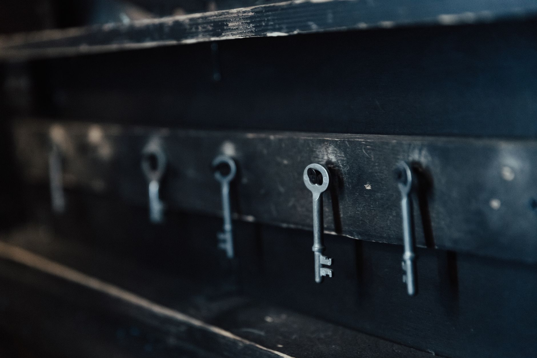 Keys hanging on a small wall hook