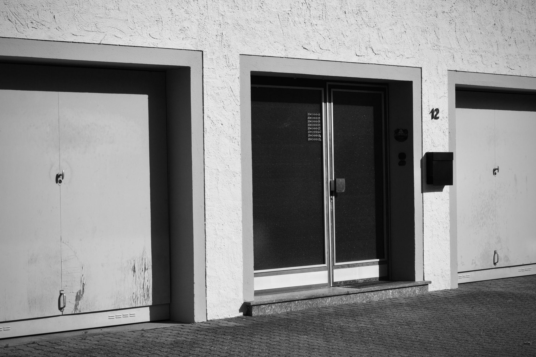 Garage doors on a building