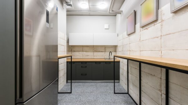 Best water leak detector: a kitchenette with a refrigerator